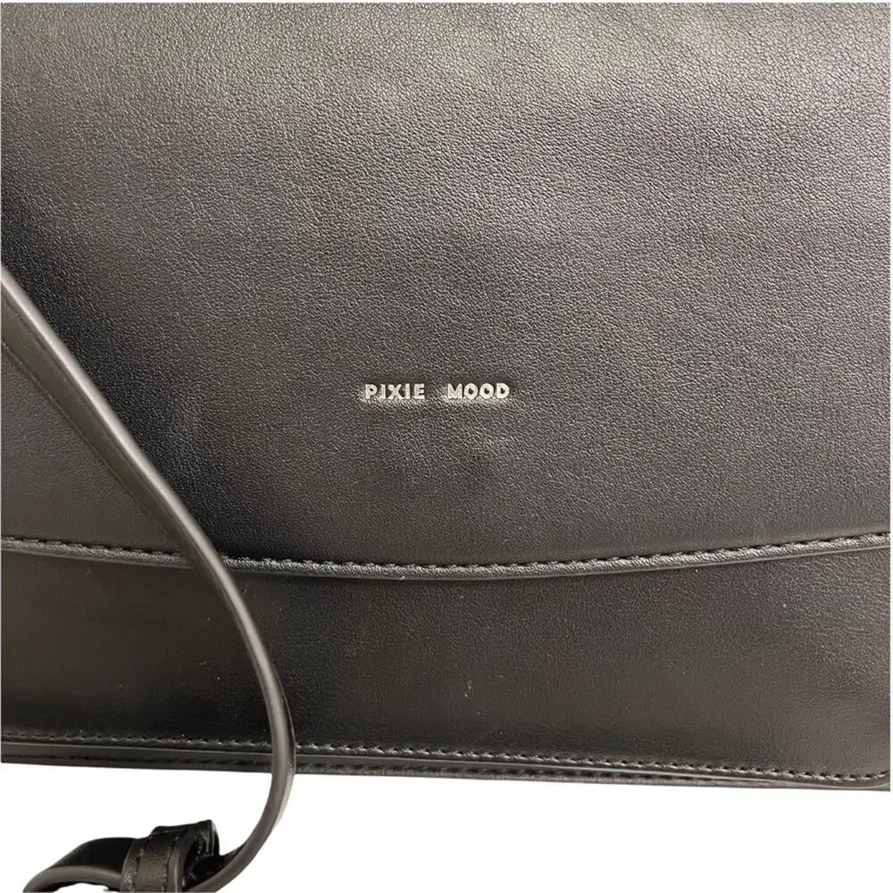 NWOT PIXIE MOOD Purse Bag Zoe Black Crossbody Vegan Leather Silver Detail